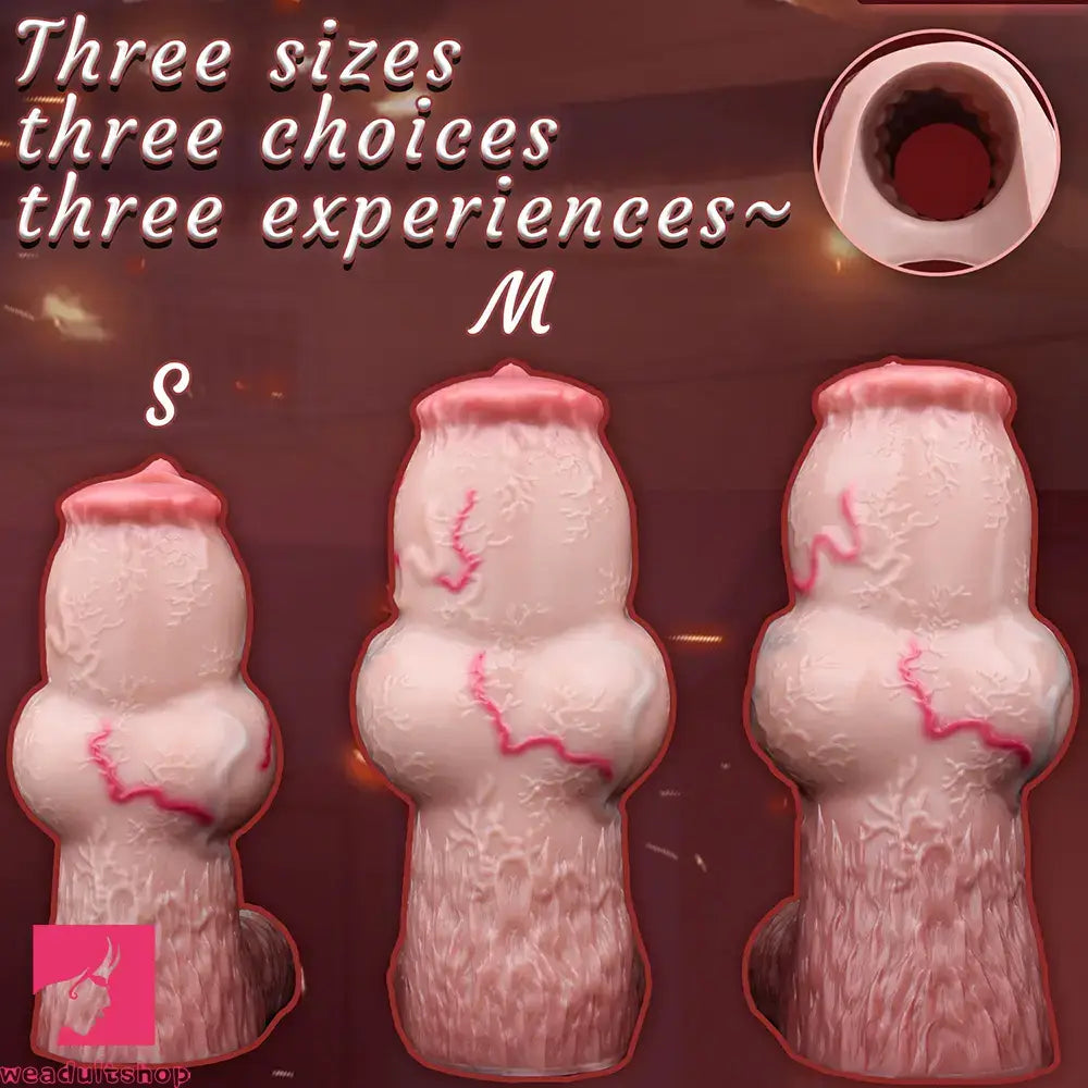 5.47in 6.49in 6.77in Realistic Dog Lifelike Dildo Cock Sleeve Close Open Head