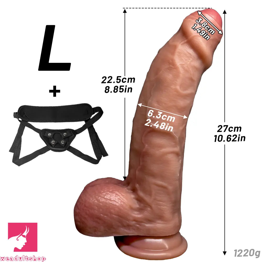 7.87in 9.25in 10.62in Uncut Realistic Strap on Soft Dildo For Vaginal Love
