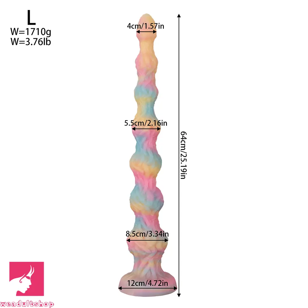17.32in 21.25in 25.19in Luminous Pull Beads Silicone Dildo Butt Plug Rare Cock