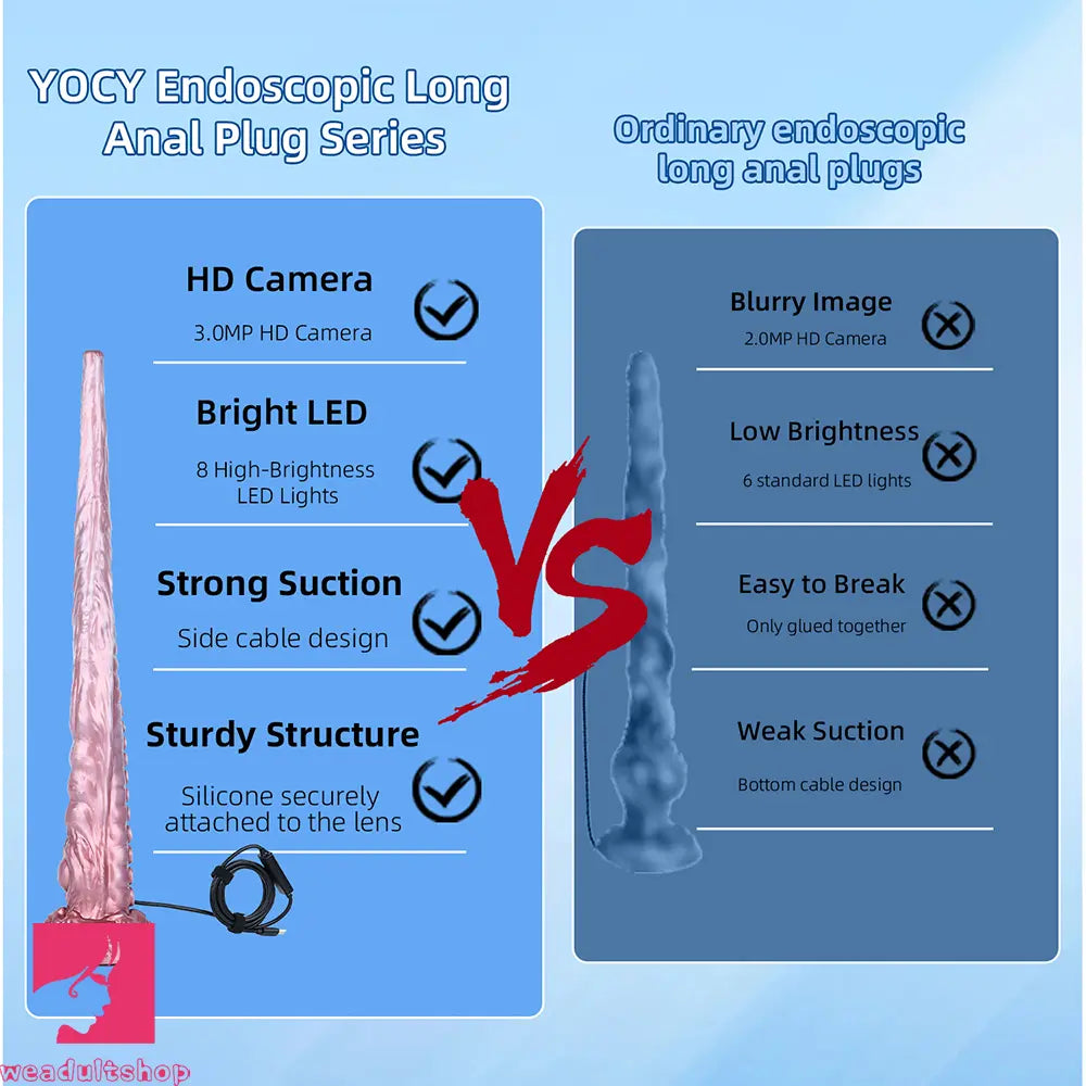 21.25in Deep Sea Endoscopy 3.0MP HD Camera 8 LEDs Soft Tentacle Dildo