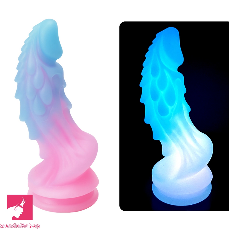 8.66in Luminous Soft Dragon Glowing Dildo Silicone Sex Toy For Prostate