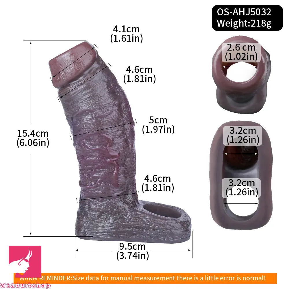6.06in Platinum Silicone Lifelike Skin Soft Dildo Sleeve Couple Interactive Cock