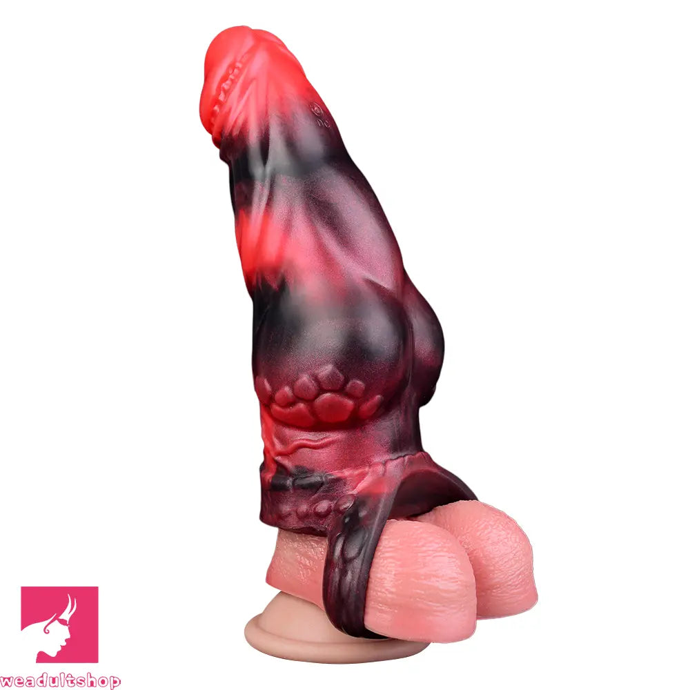 7.17in Silicone Dog Cock Sleeve Knot Vibrating Automatic Hollow Soft Dildo