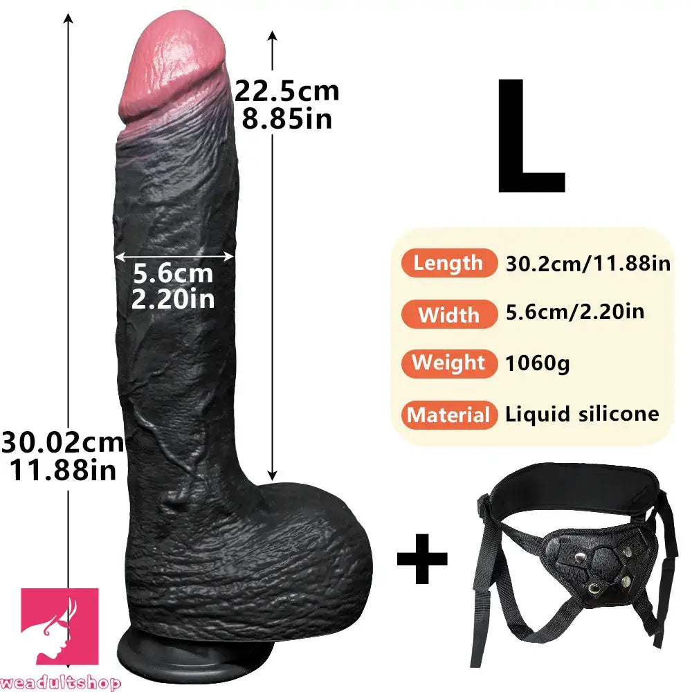 7.87in 10.03in 11.88in Dual Density Silicone Lifelike Big Dildo Love Dilator
