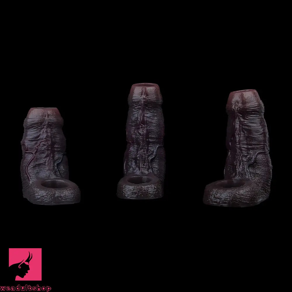 4.05in 4.8in 5.39in Platinum Silicone Penis Dildo Sleeve Male Wearable Toy