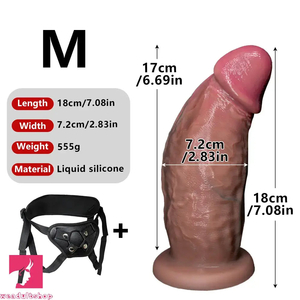6.1in 7.08in 8.26in 9.05in 9.84in Realistic Thick Strap on Silicone Dildo