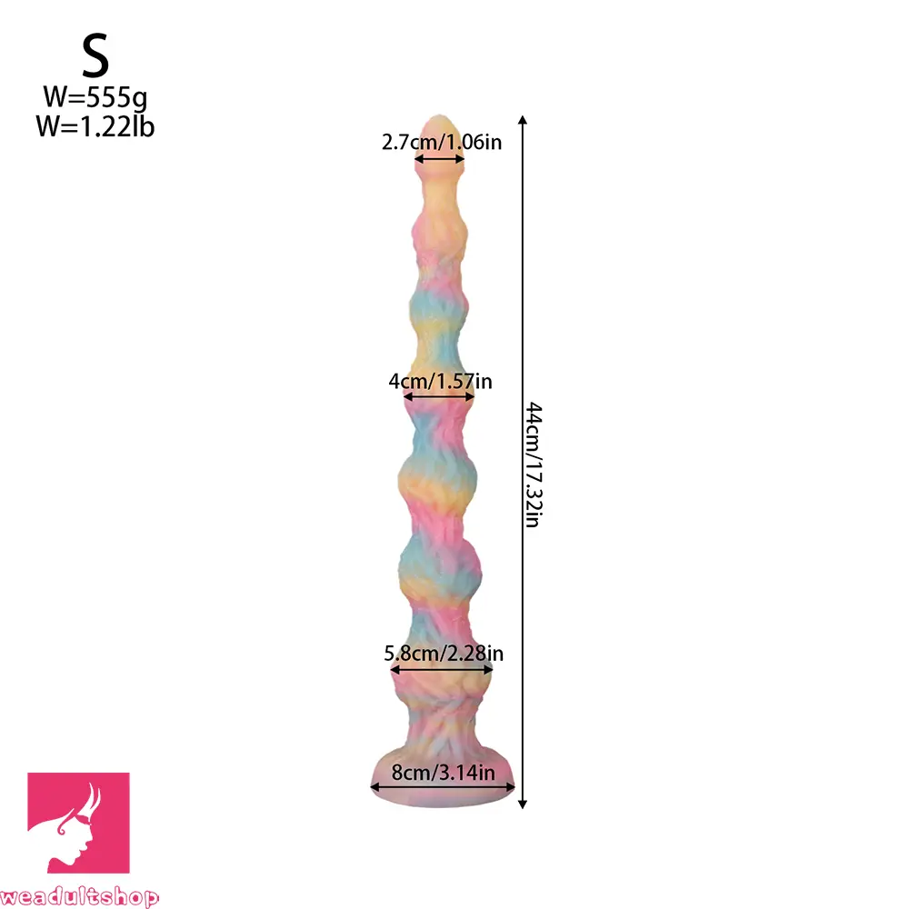 17.32in 21.25in 25.19in Luminous Pull Beads Silicone Dildo Butt Plug Rare Cock