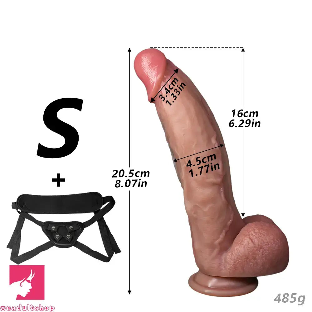 8.07in 9.44in 11.02in Strap on Lifelike Dildo Manual Penis Male Cock Toy