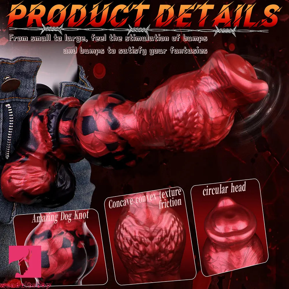 9.25in Knotted Dog Silicone Monster Creature Dildo Couple Foreplay Cock