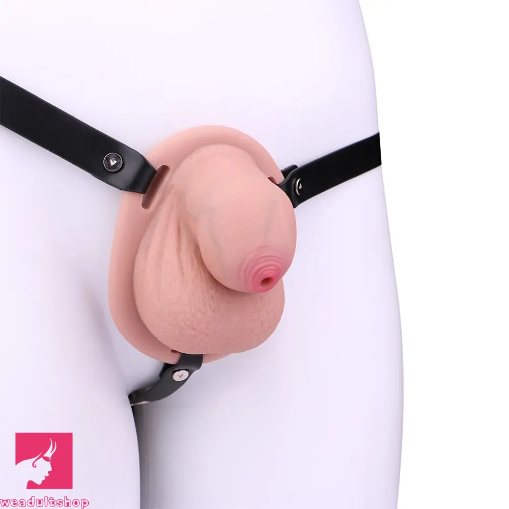 2.36in Silicone Soft Mini Cock Cage Strap on Chastity Dildo With Lock