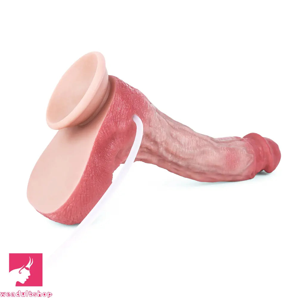 10.12in Couple Sex Game Toy Dual Density Silicone Ejaculating Real Dildo