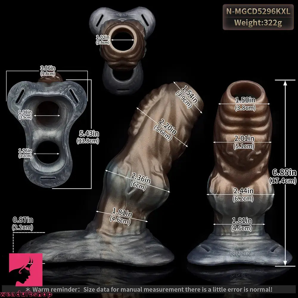 6.85in Monster Knot Strap on Hollow Silicone Dildo Sleeve For Adult Love