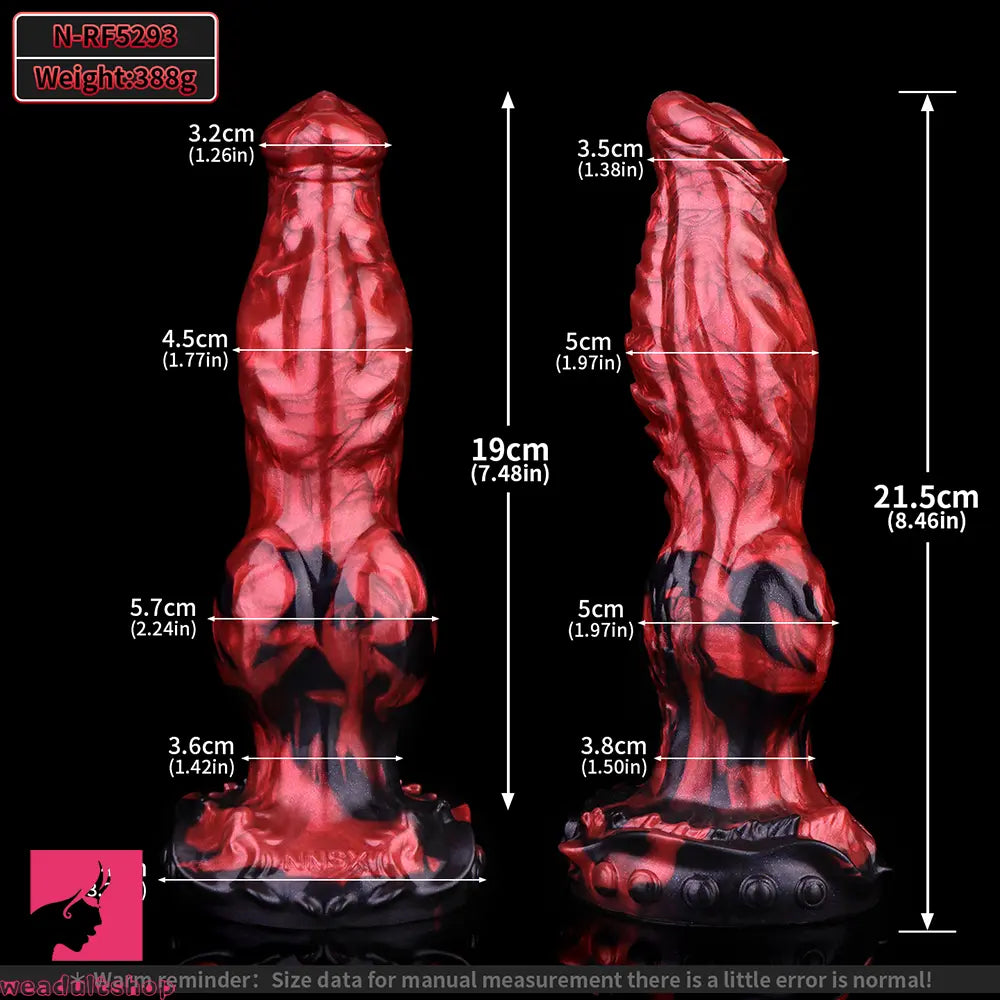 8.46in Knotted Silicone Big Animal Monster Odd Dildo Orgasm Cock