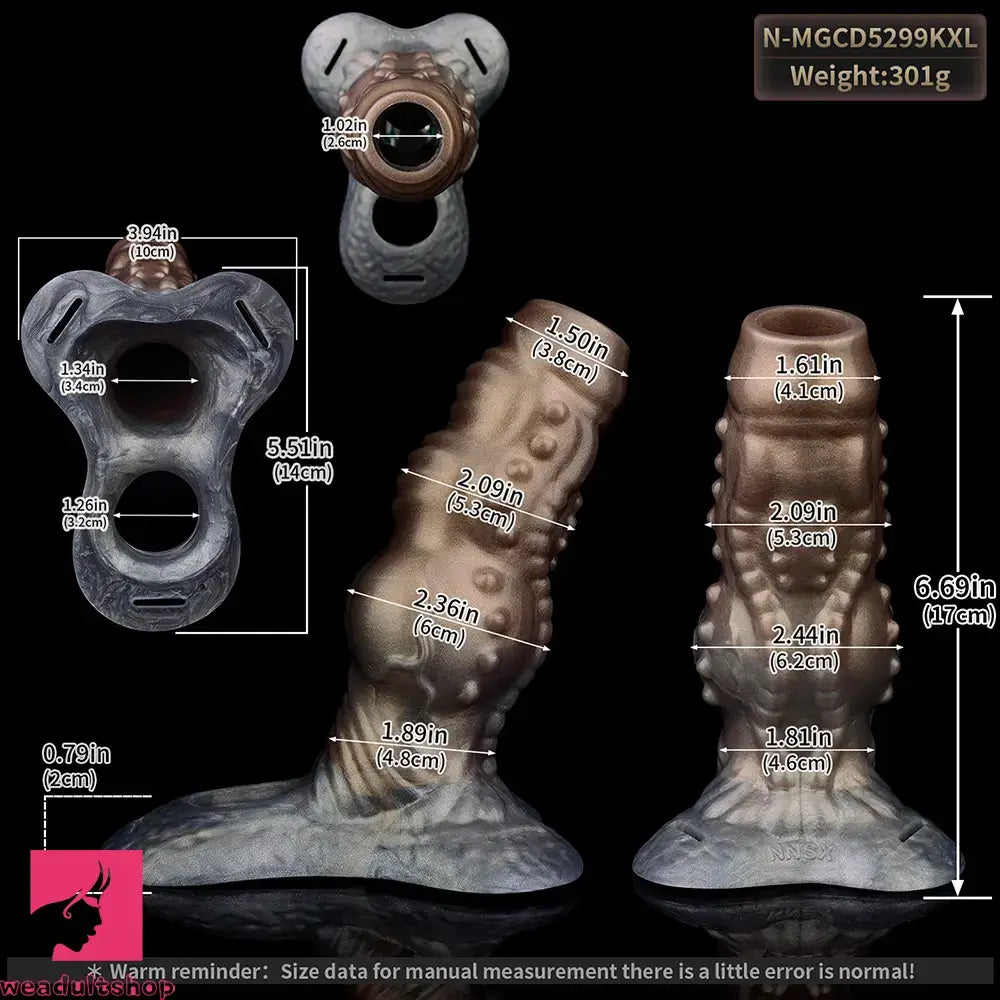 6.69in Tentacle Silicone Monster Hollow Strap on Dildo Sleeve For Cock