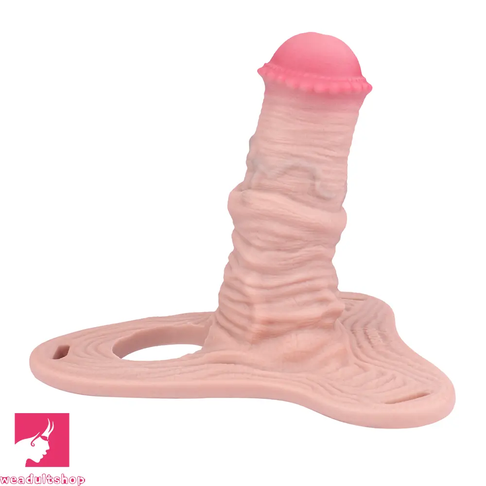 5.7in Silicone Horse Penis Male Cage Strap on Chastity Dildo With Lock