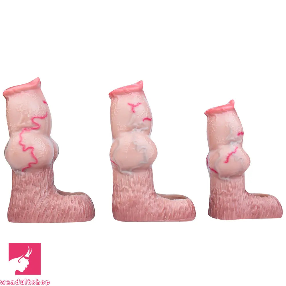 5.47in 6.49in 6.77in Realistic Dog Lifelike Dildo Cock Sleeve Close Open Head