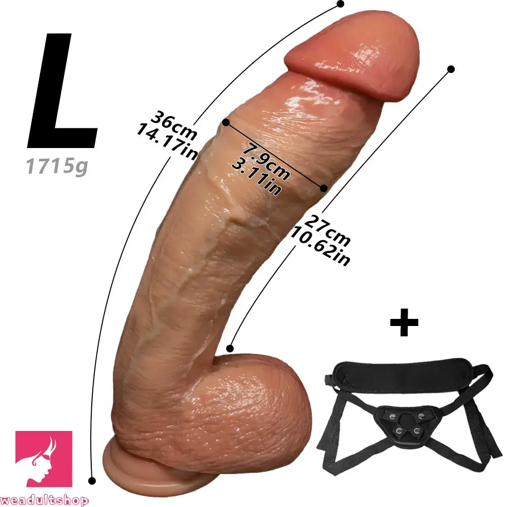 8.07in 11.02in 14.17in Curved Strap on Real Realistic Feeling Texture Dildo