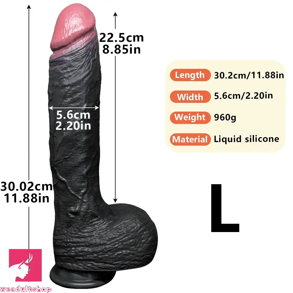 7.87in 10.03in 11.88in Dual Density Silicone Lifelike Big Dildo Love Dilator