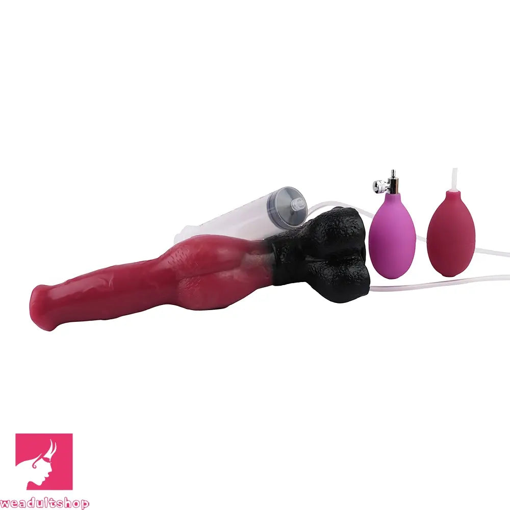 10.98in Dog Knot Ejaculating Inflatable Soft Silicone Dildo For Cock Sex