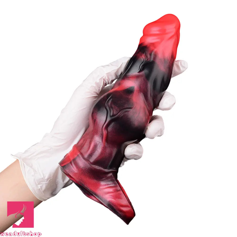 7.17in Silicone Animal Sleeve Knot Vibrating Hollow Dildo With Cock Ring