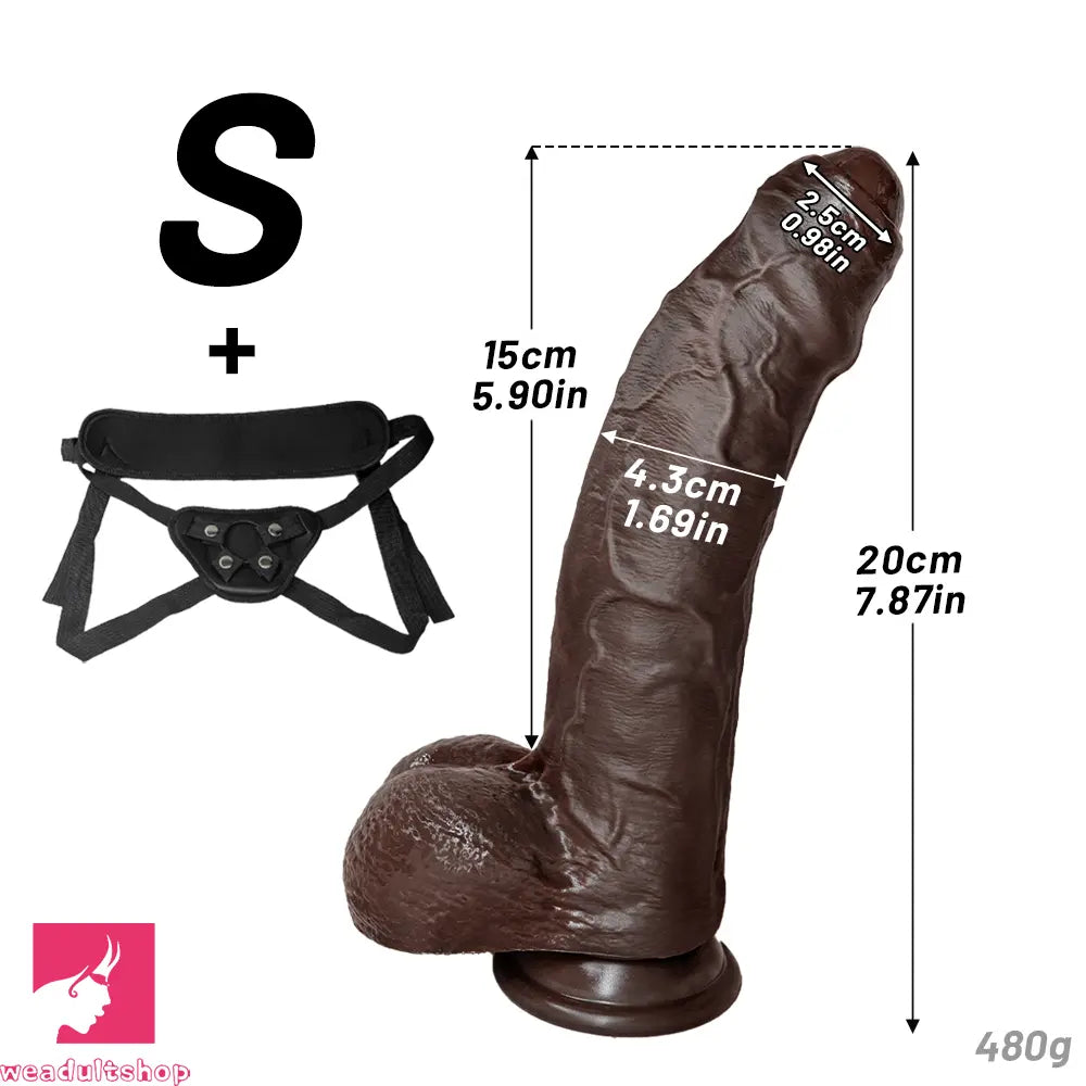 7.87in 9.25in 10.62in Uncut Foreskin Strap on Dildo Masturbation Cock Toy