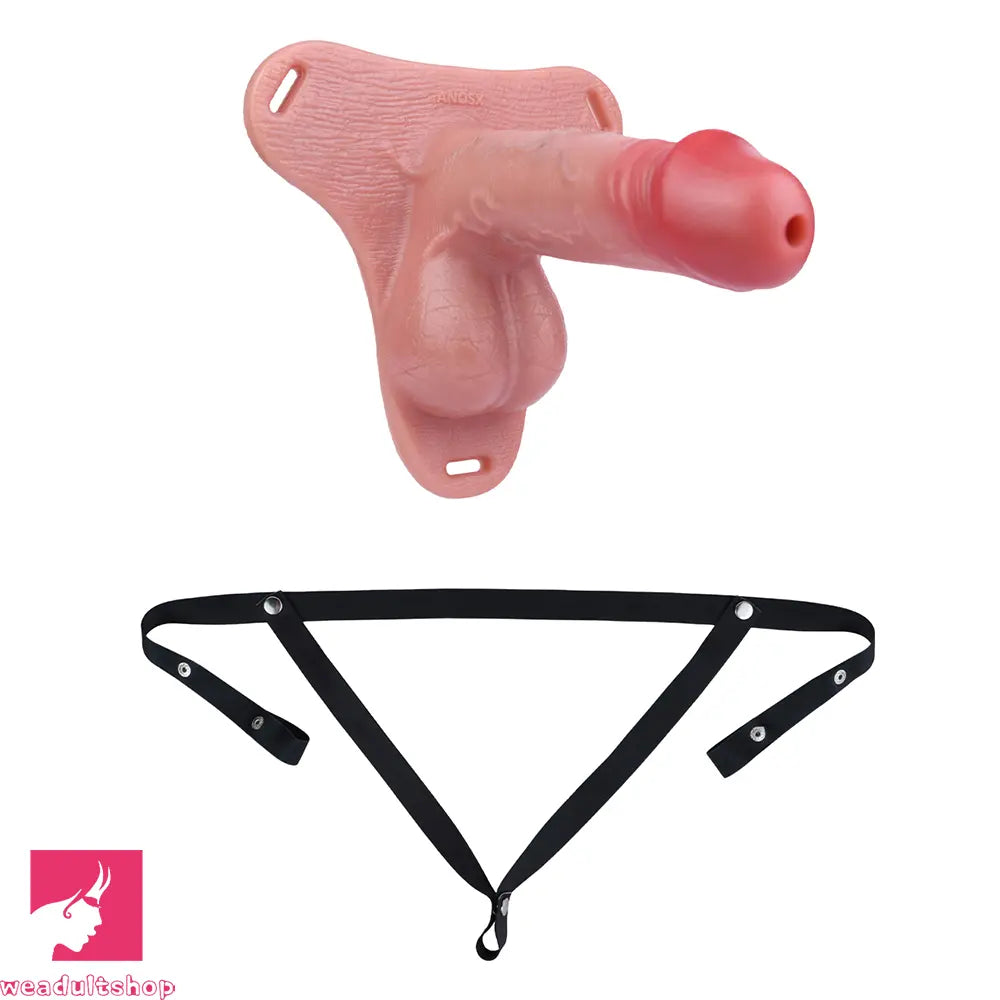 7.48in Strap on Hollow Soft Silicone Cock Cage Dildo For Chastity Toy