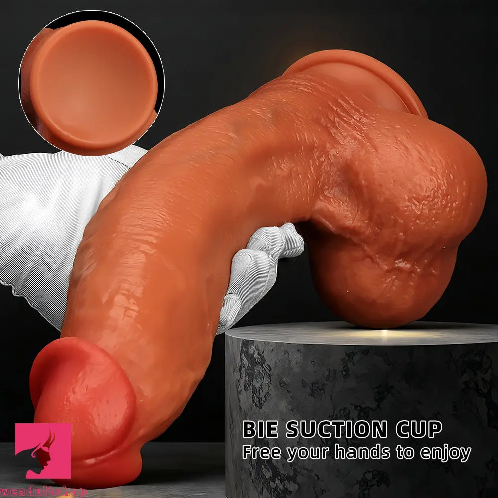 9.05in 10.23in 11.81in Oversized Curved Mushroom Head Silicone Sex Dildo