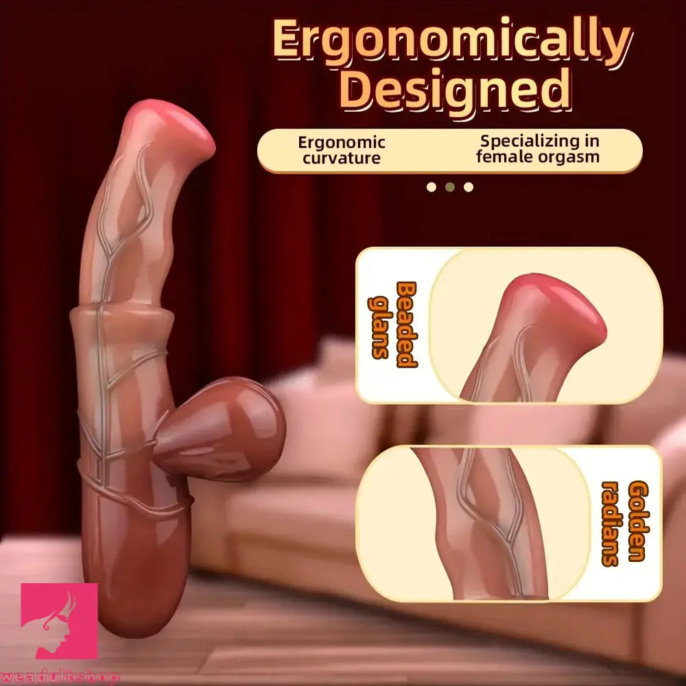 8.3in Simulated Horse Cock Silicone Realistic Soft Light Beige Handle Dildo