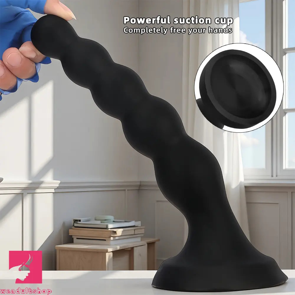 6.69in 8.66in 10.23in Black Silicone Soft Large Anal Plug Cock Dildo