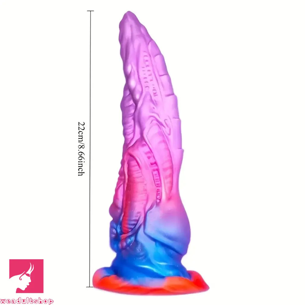 8.66in Colorful Silicone Fantasy Soft Cock Dildo With Powerful Suction Cup