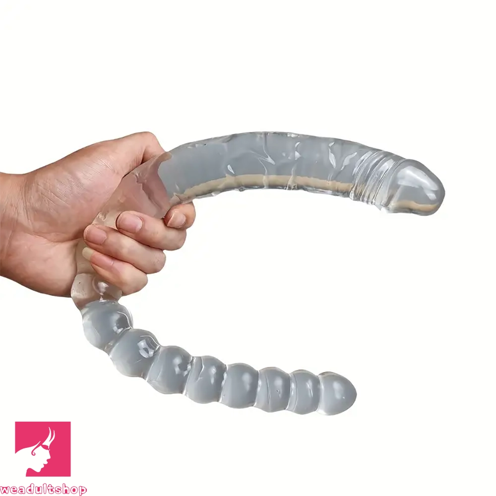 17.72in Clear Dual-Headed Dildo PVC Phallus Sex Toy With Bead Chain 17.72in Clear Dual-Headed Dildo PVC Phallus Sex Toy With Bead Chain