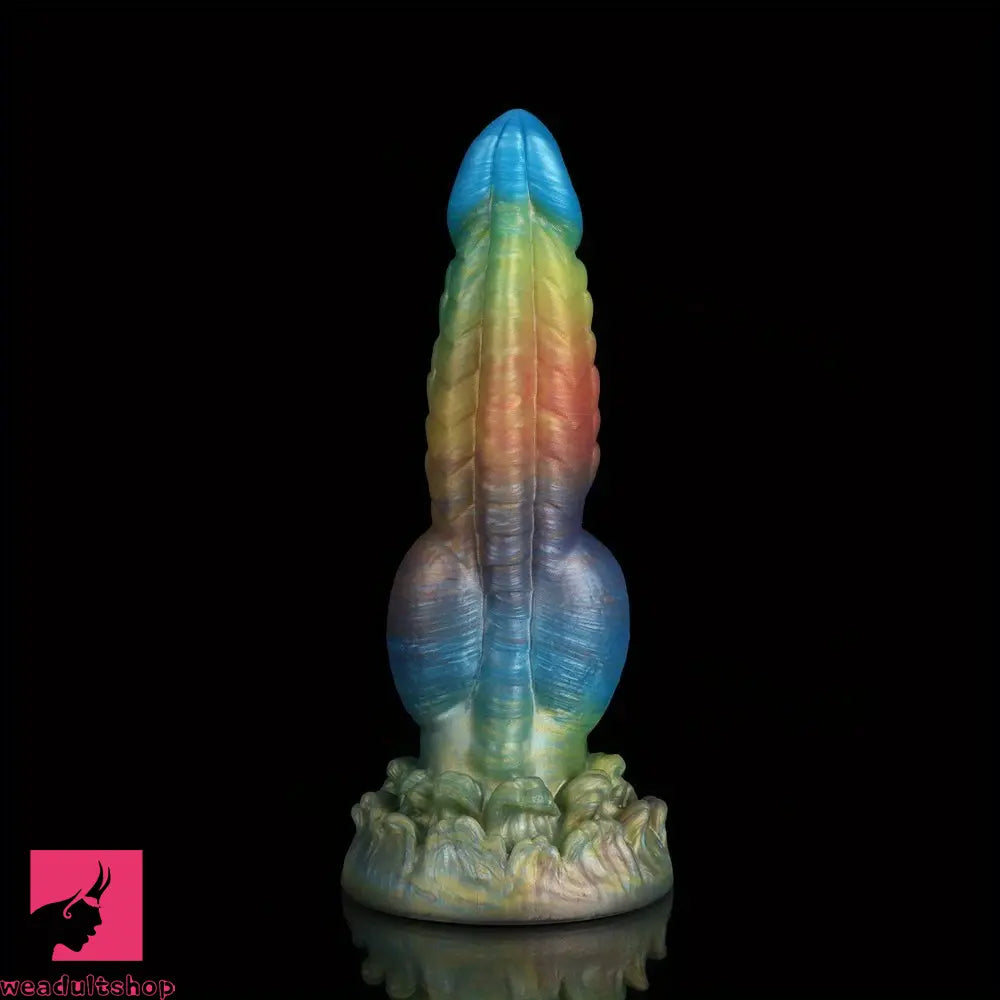 8.5in Multicolored Silicone Oddity Erectional Realistic Knot Anal Dildo