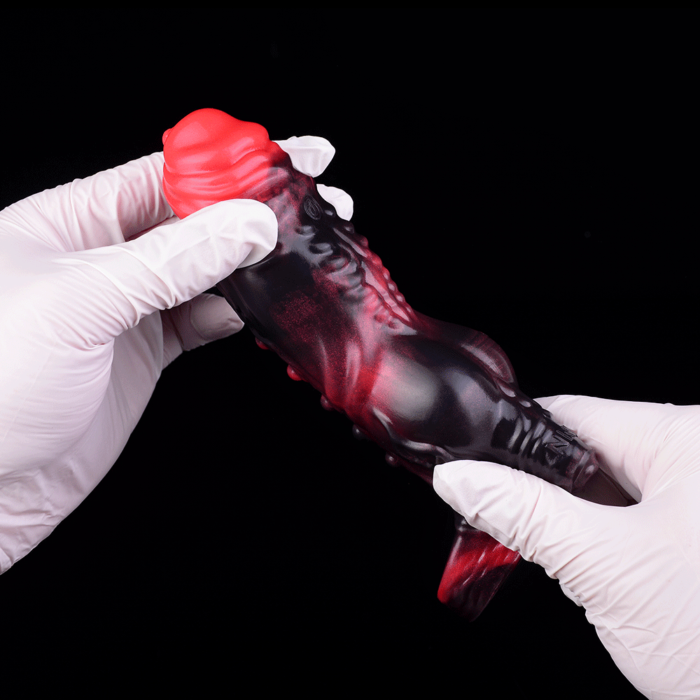 5.91in Silicone Vibrating Dog Tentacle Dildo Sleeve Knot Dildo With Cock Ring