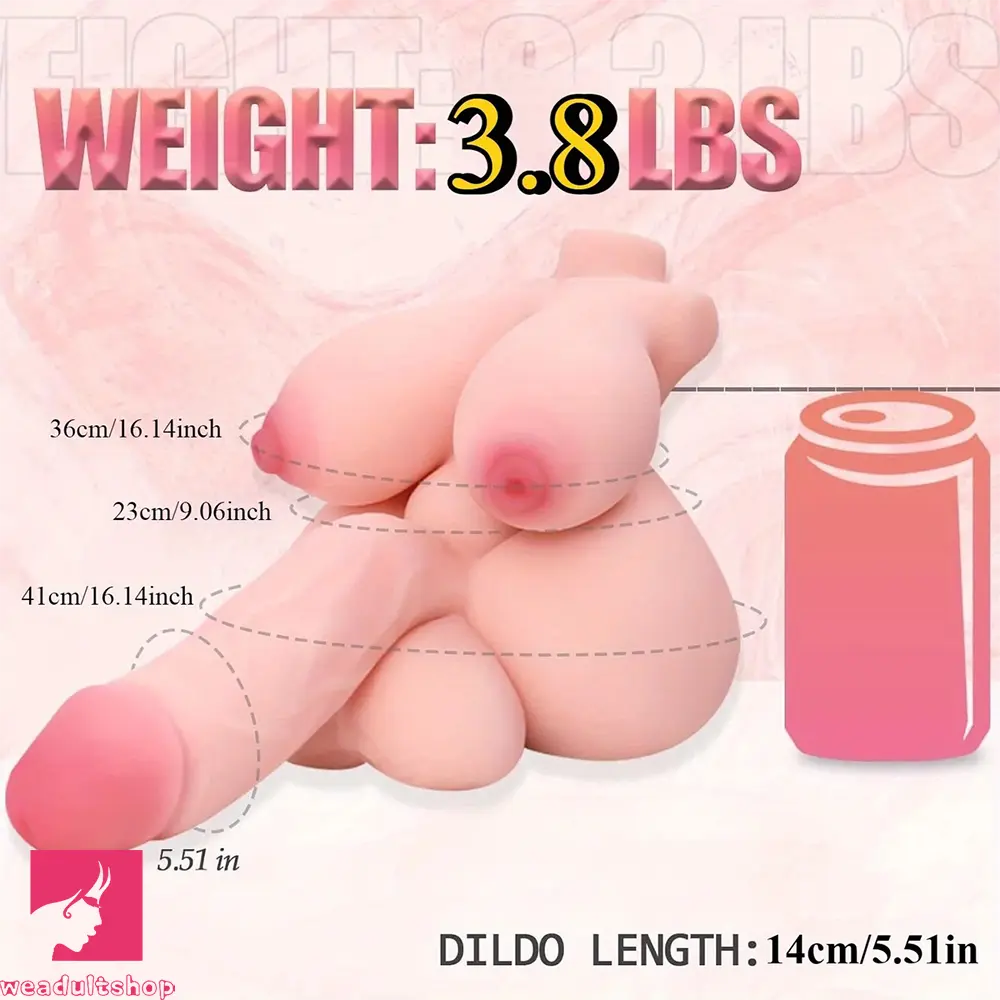 5.51in Dildo Life-Size Transgender Sex Doll Torso with Realistic Breasts Sex