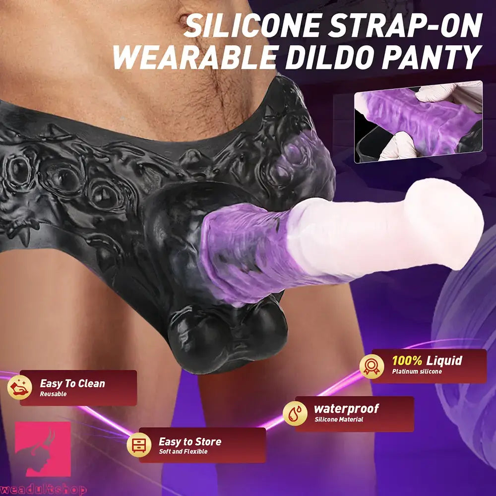 10.35in Silicone Strap-on Wearable Dildo Panty Horse Animal Hollow Cock Toy