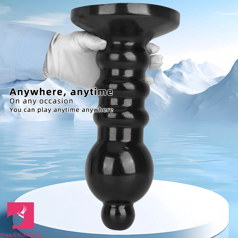 12.6in Black Pull Beads Thick Big Head Penis Anal Plug PVC Cock Dildo