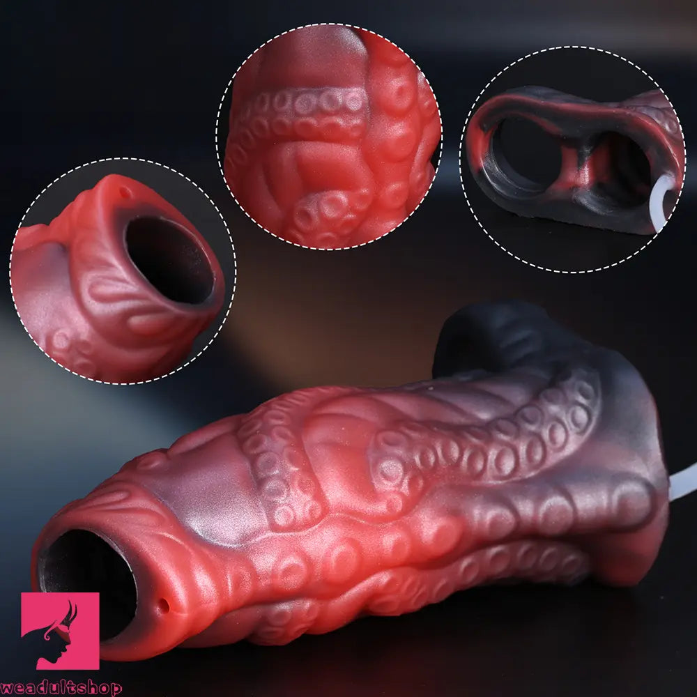 4.13in Squirting Tentacle Monster Dildo Sleeve Penis Ring For Couples Love