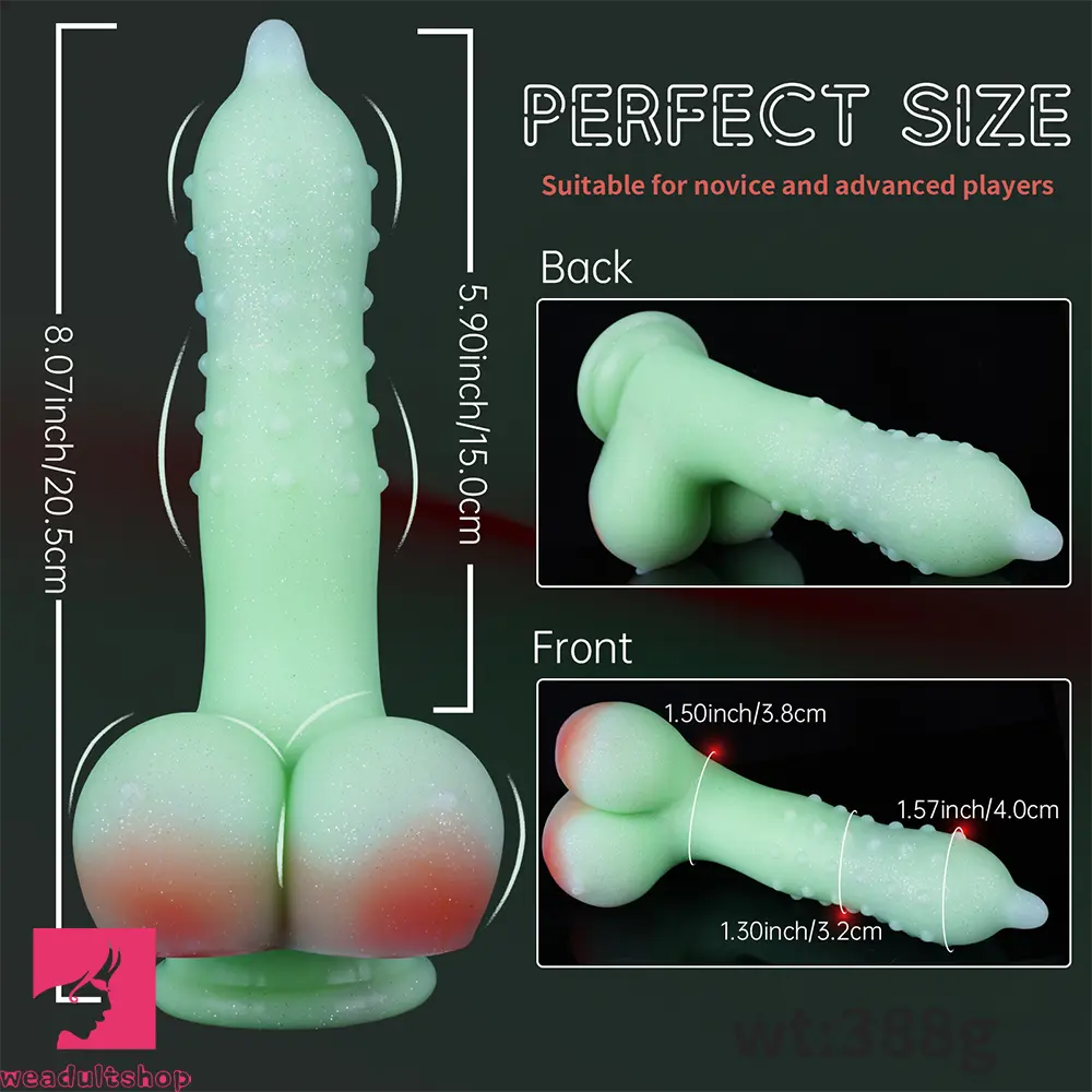 8.07in Spiked Liquid Silicone Soft Monster Dildo Penis Simulator Cock