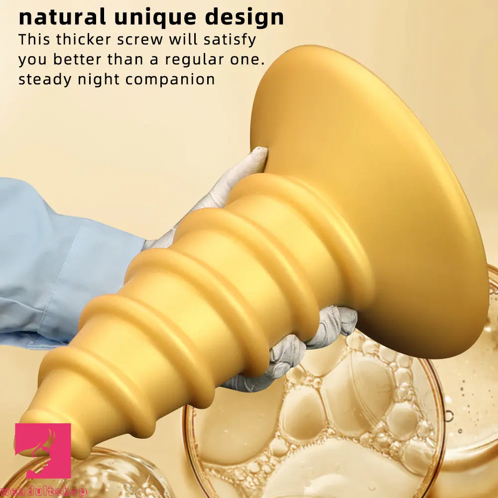 9.05in 11.22in Gold Silicone Screw Giant Cock Anal Plug Thick Fisting Dildo