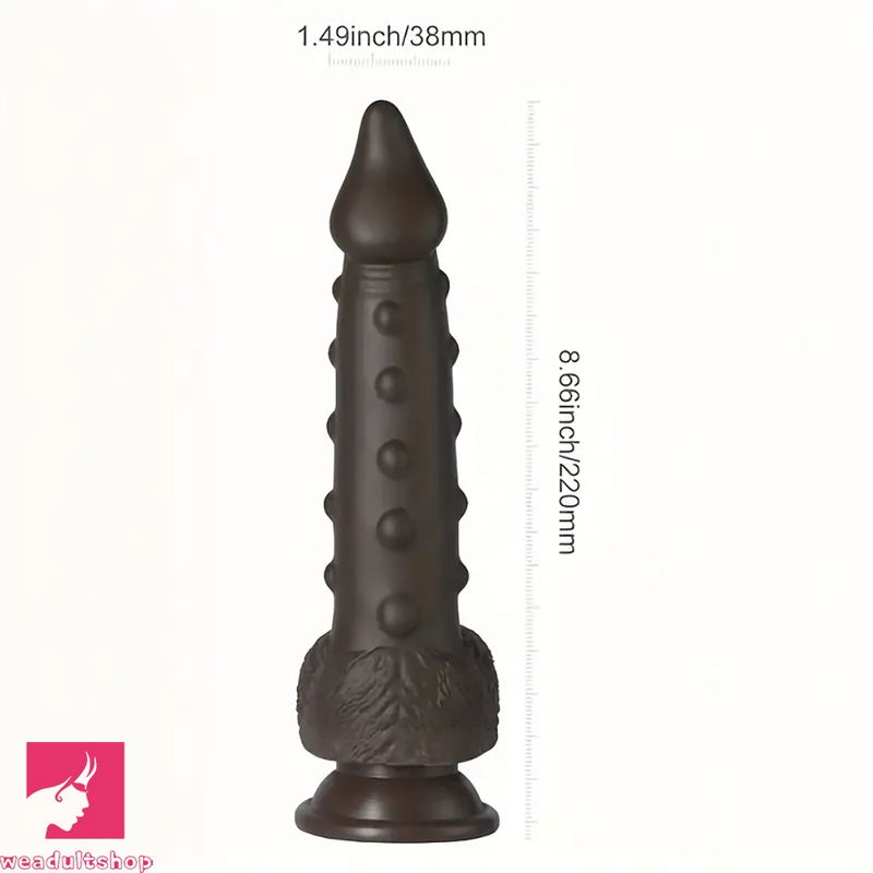 8.66in Realistic Silicone Spiked Thrusting Vibrating Dildo For Clit Hands-Free