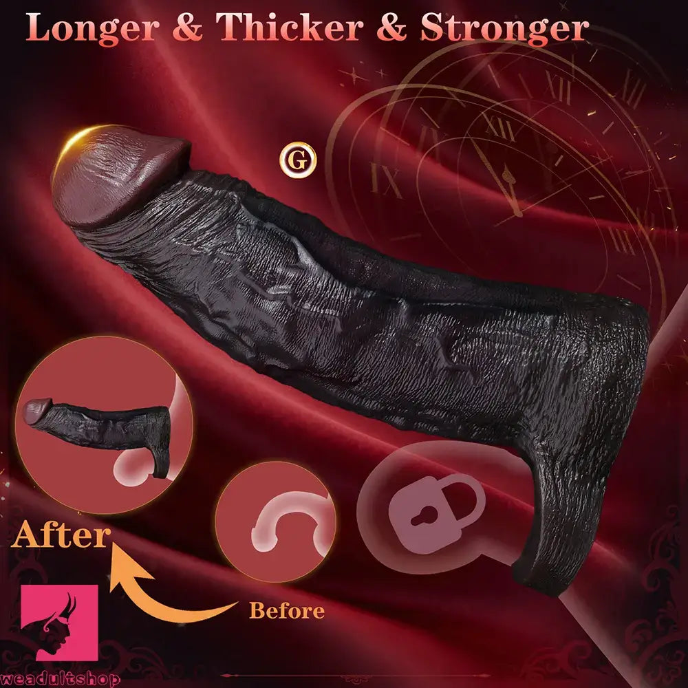 7.68in Reusable Silicone Penis Sleeve Super Soft Silicone Dildo Sleeve Toy