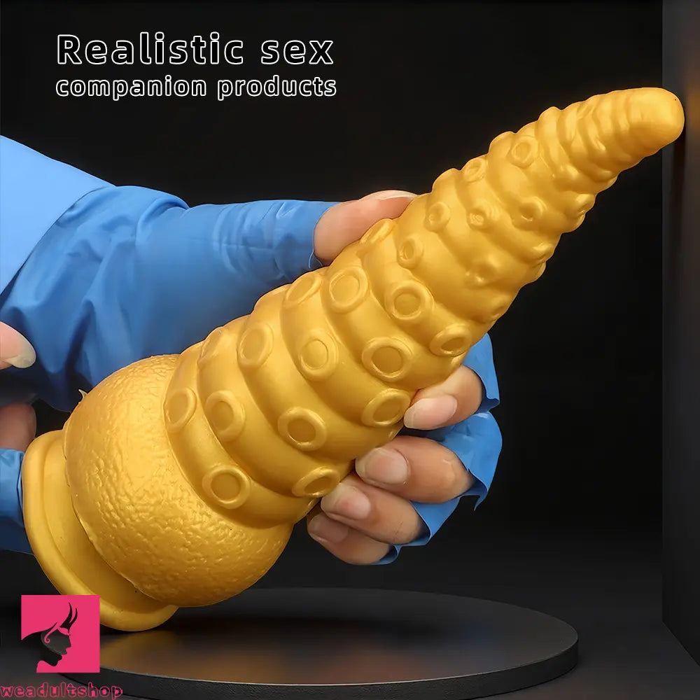 6.1in 6.88in 8.26in 8.66in Gold Silicone Multi-size Octopus Thick Sex Dildo