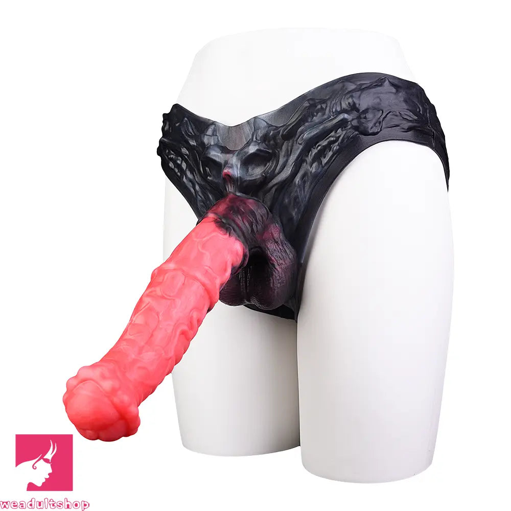 11.02in Horse Cock Hollow Soft Dildo Leather Panty Animal Penis Sheath