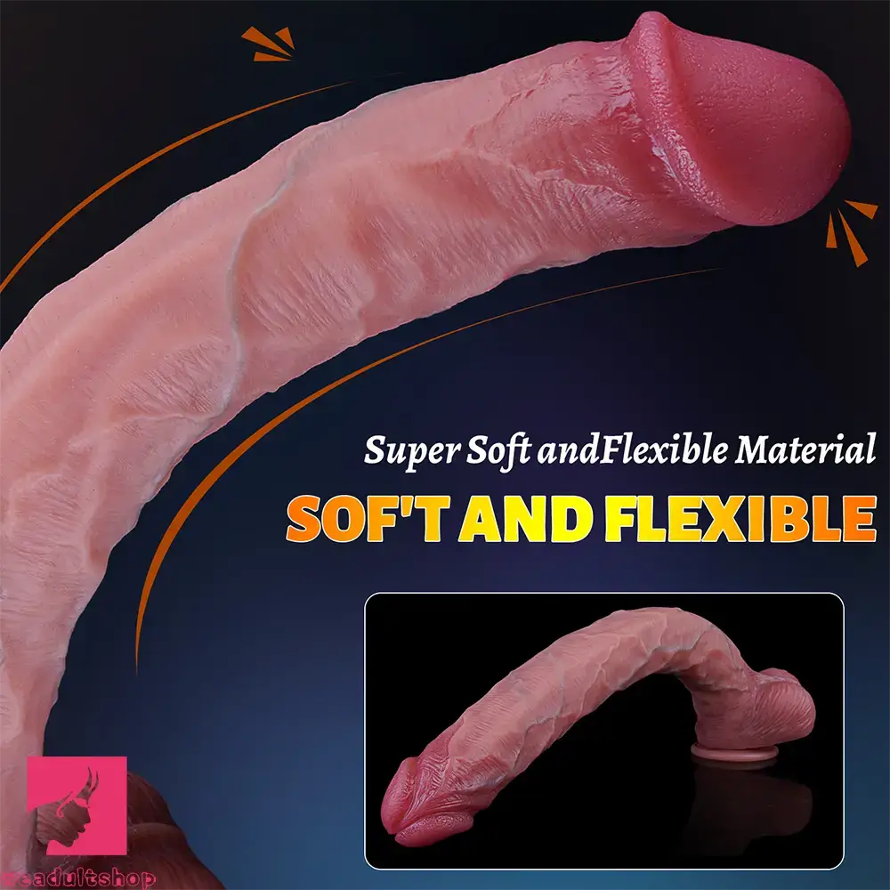 16.7in Dual Density Silicone Huge Long Dildo For Hands Free Play Cock Toy