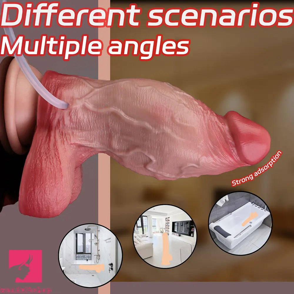 6.5in Liquid Thick Cock Real Silicone Double Layer Realistic Cumming Dildo