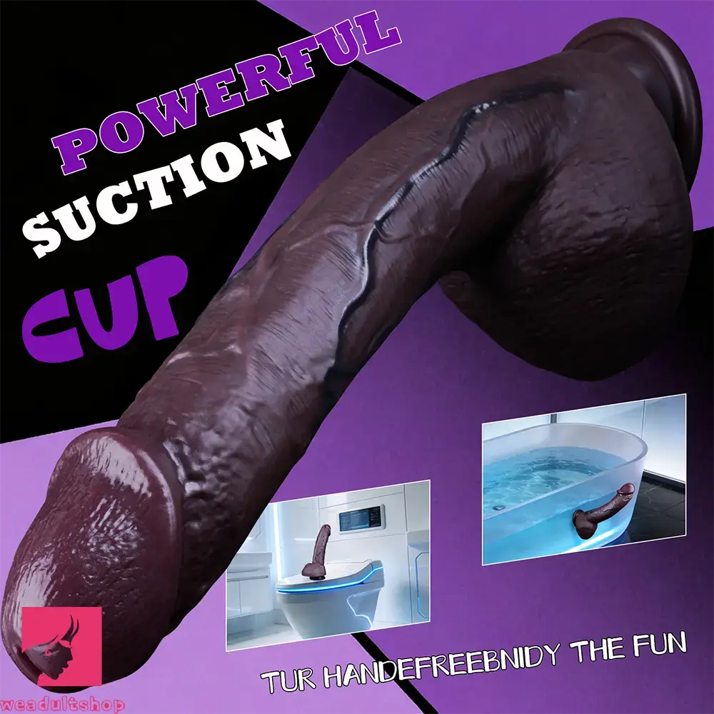 8.27in 10in Coffee Double Density Silicone Big Dildo For Hands-Free Love Use