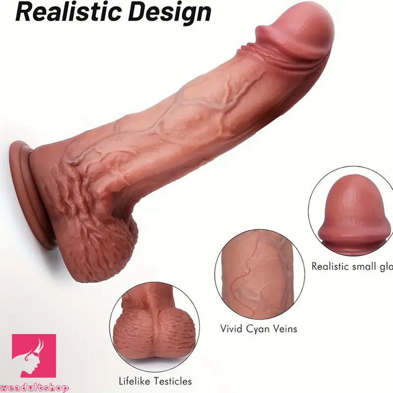 7.87in Realistic Dildo Feels Like Skin Body-Safe Material Clit Stimulator