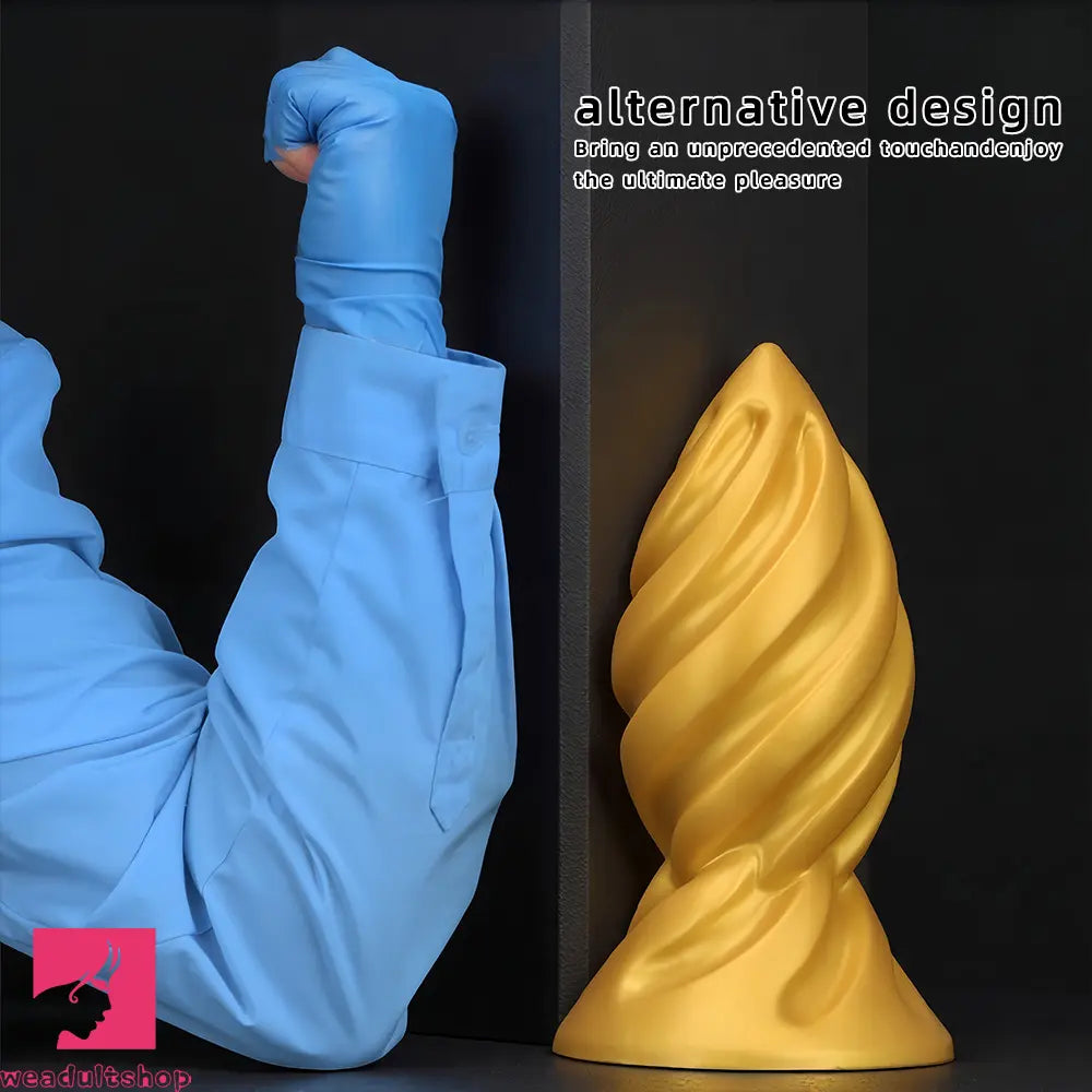 6.49in 7.67in 9.05in 9.84in Golden Silicone Spiral Thread Women Dildo
