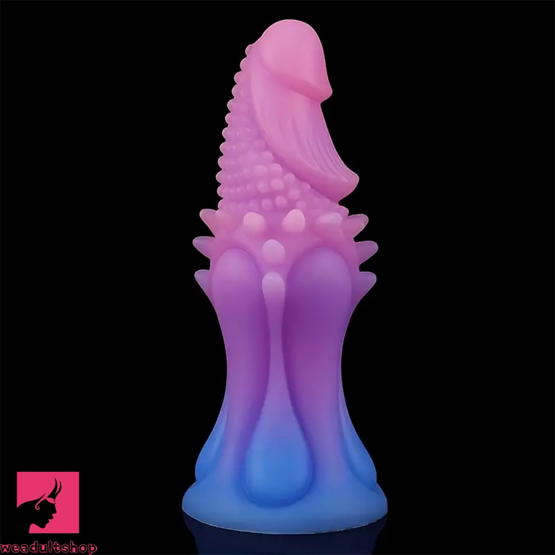 8.66in Silicone Spiked Fantasy Dildo Colorful Gradients Wearable Anal Plug