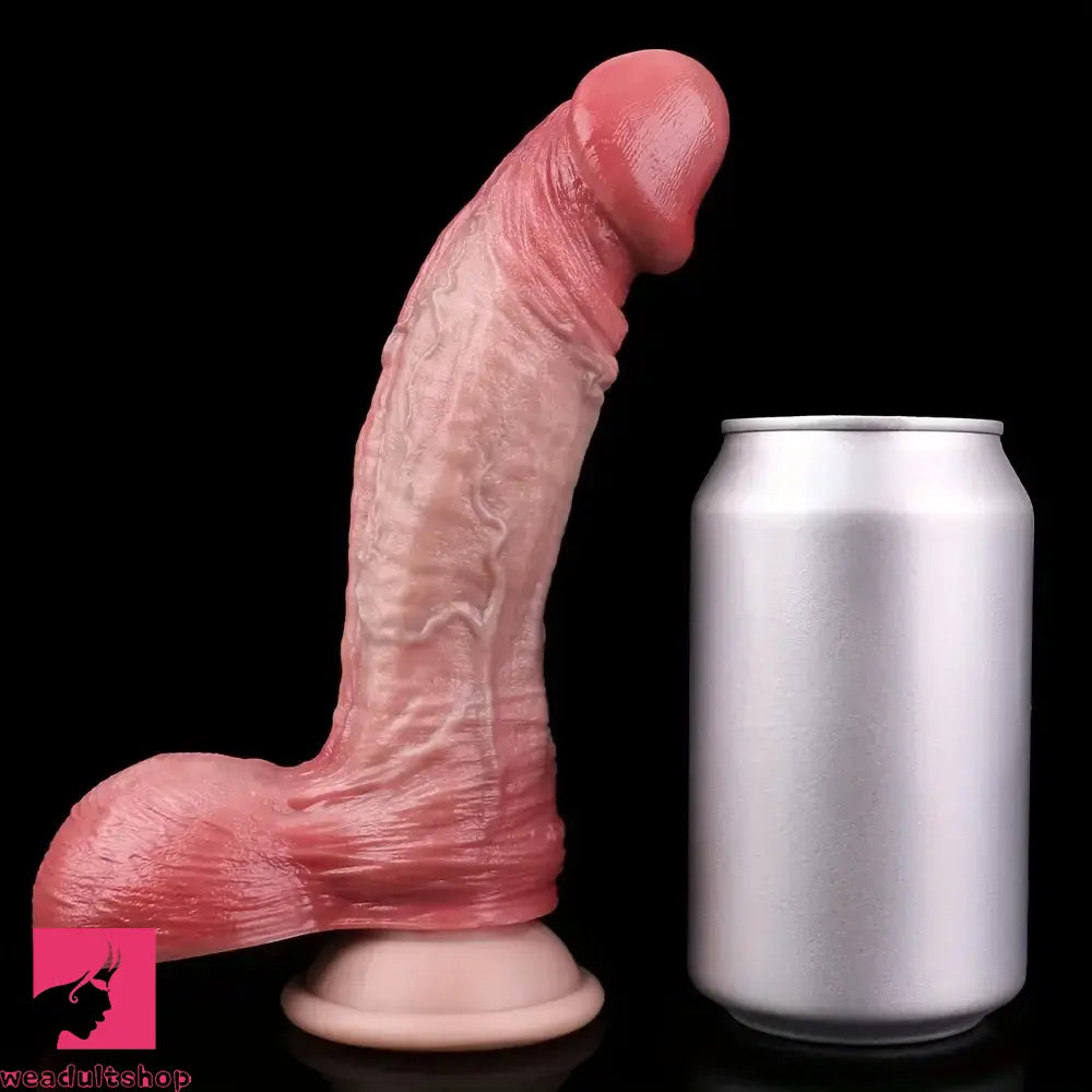 7.95in Stuffed Thick Penis Soft Dual Density Silicone Dildo For Orgasm